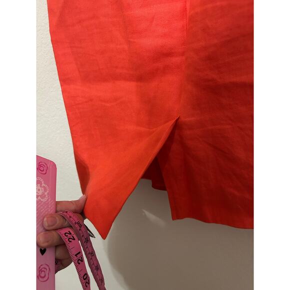 Max Mara Linen Skirt Women's Size 10 Orange Pencil Knee Length Straight Colorful - Picture 8 of 11